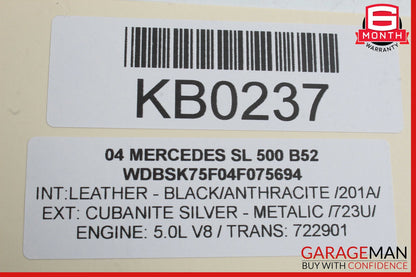 03-11 Mercedes R230 SL500 SL55 Convertible Left Main Top Drive Lift Cylinder OEM