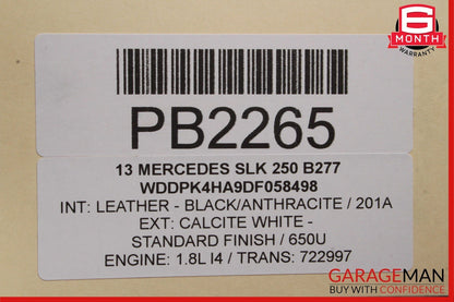 12-20 Mercedes R172 SLK250 Front Right Side Exterior Door Shell Calcite White