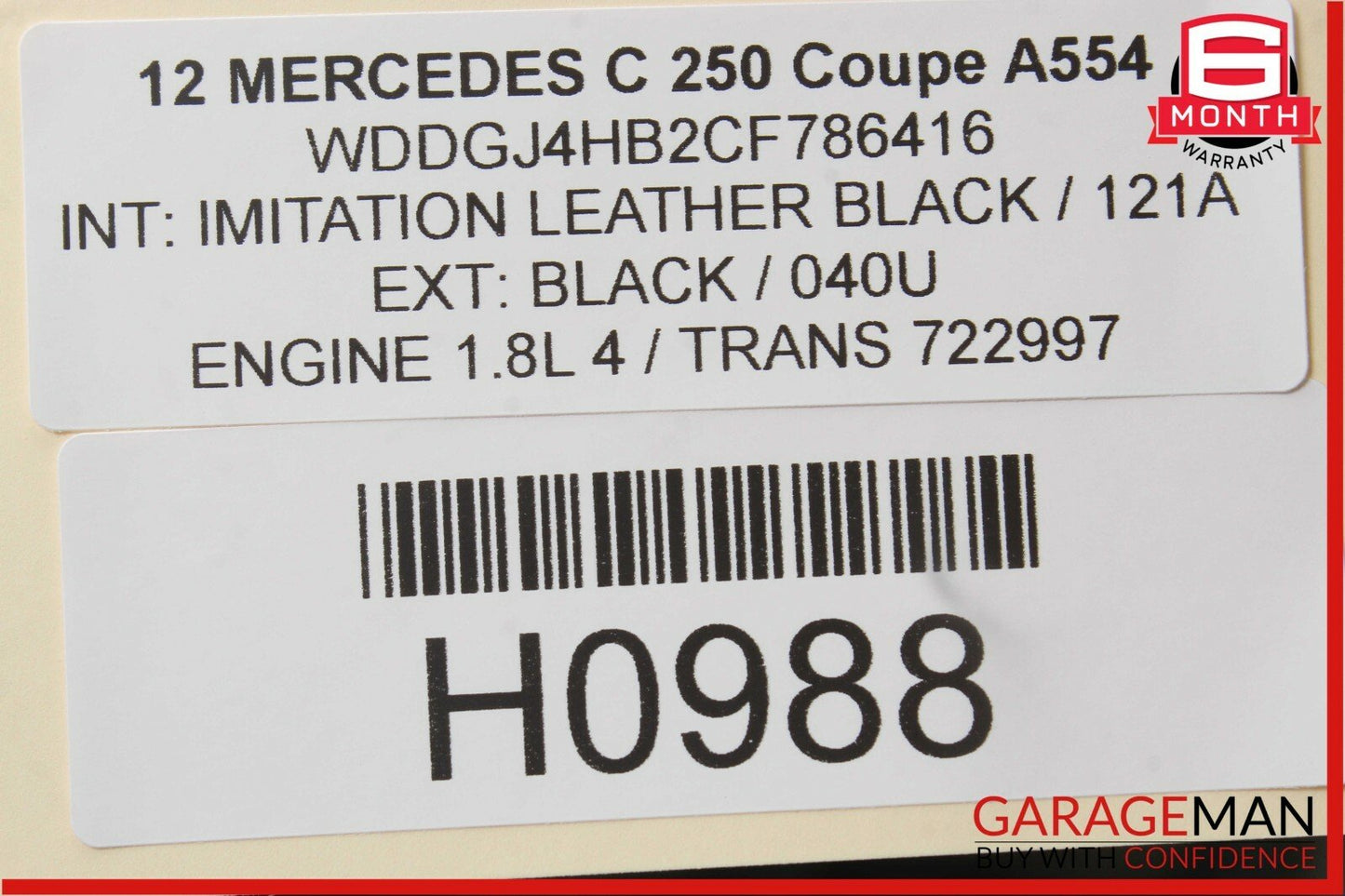 12-14 Mercedes W204 C250 Coupe Rear Left Side Seat Bolster Cushion Cover Pad