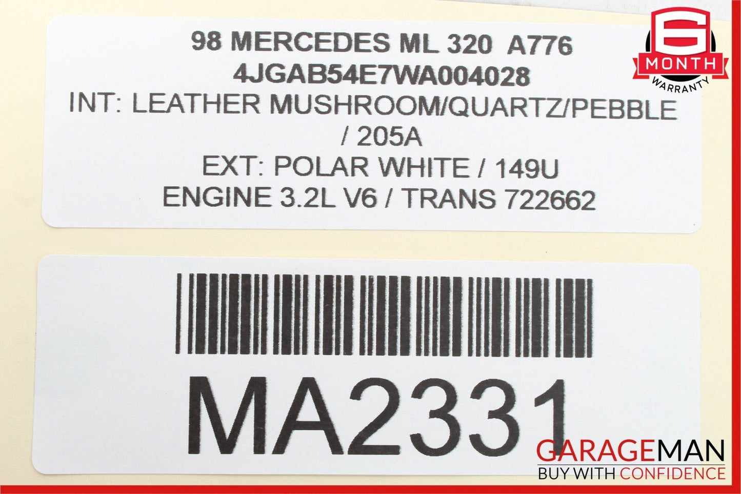 98-05 Mercedes W163 ML320 ML500 Rear Right Side Exterior Door Handle Black OEM