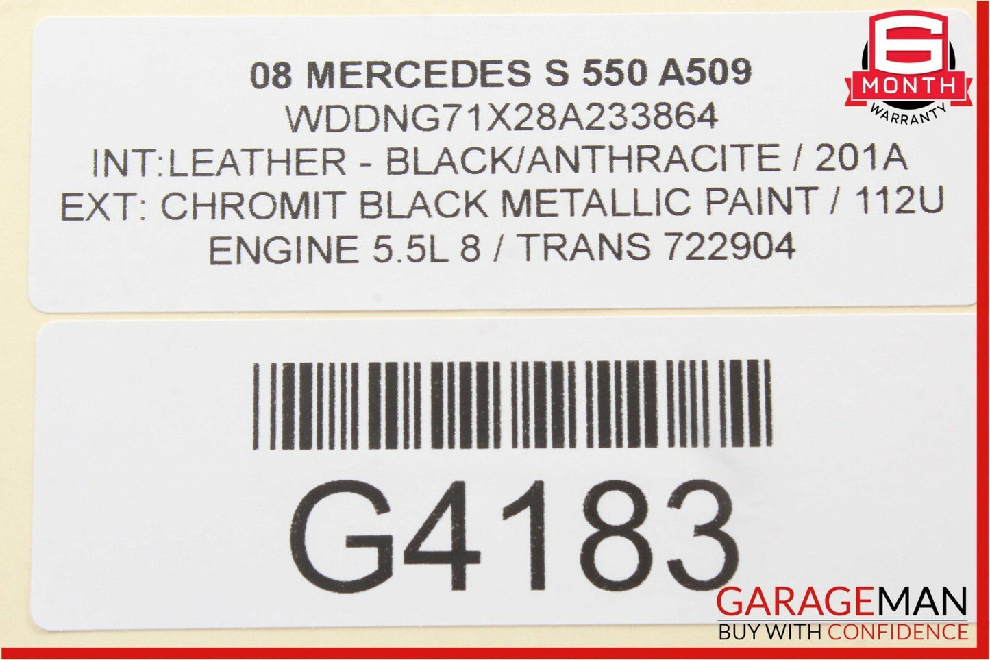 07-13 Mercedes W221 S550 S63 AMG Rear Right / Left Overhead Vanity Mirror Gray