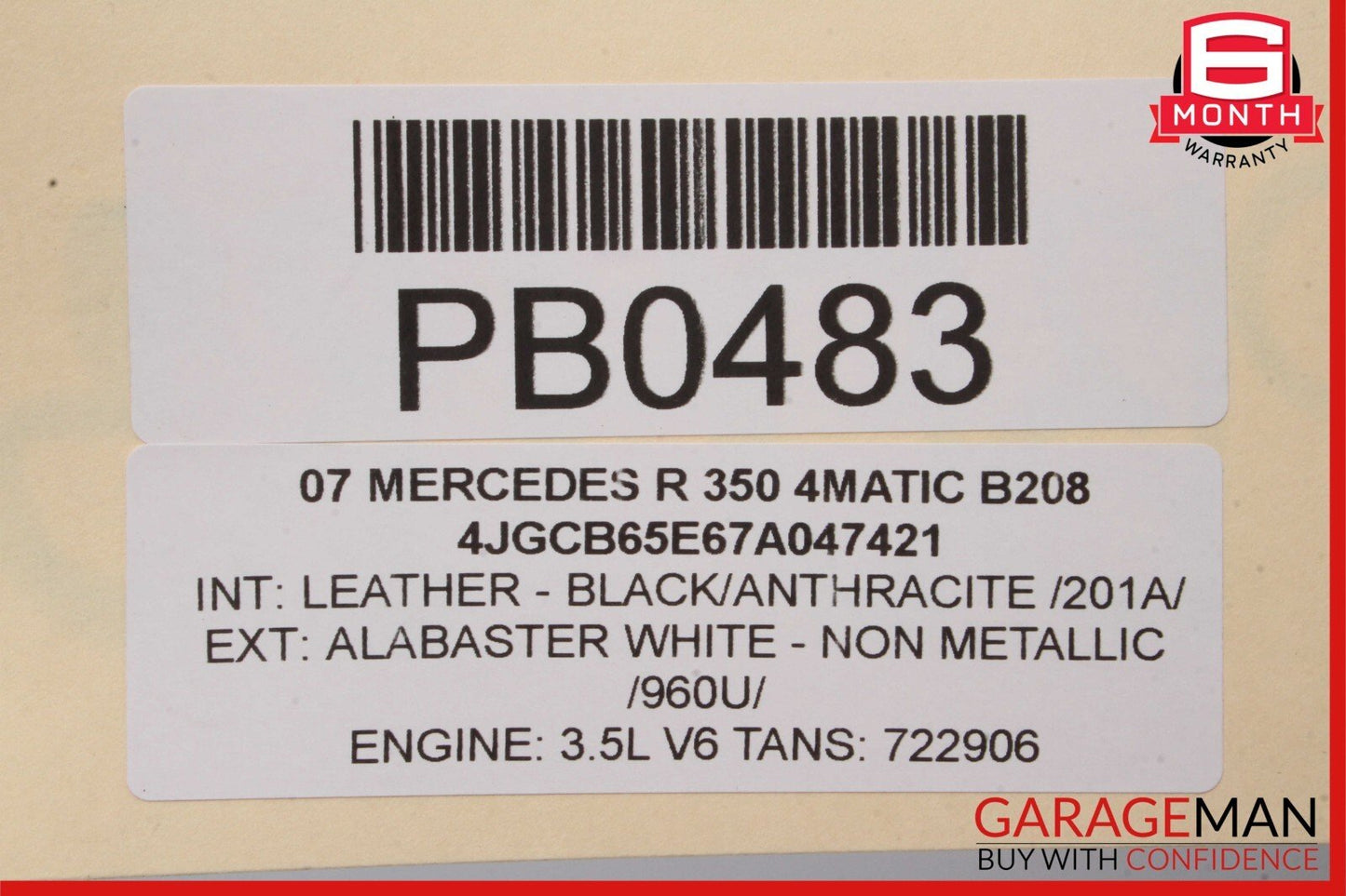 06-10 Mercedes W251 R350 R500 Front Upper Radiator Core Support Bracket Tie Bar