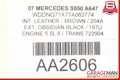 07-13 Mercedes W221 S550 Front Right Passenger Side Under Seat Control Module