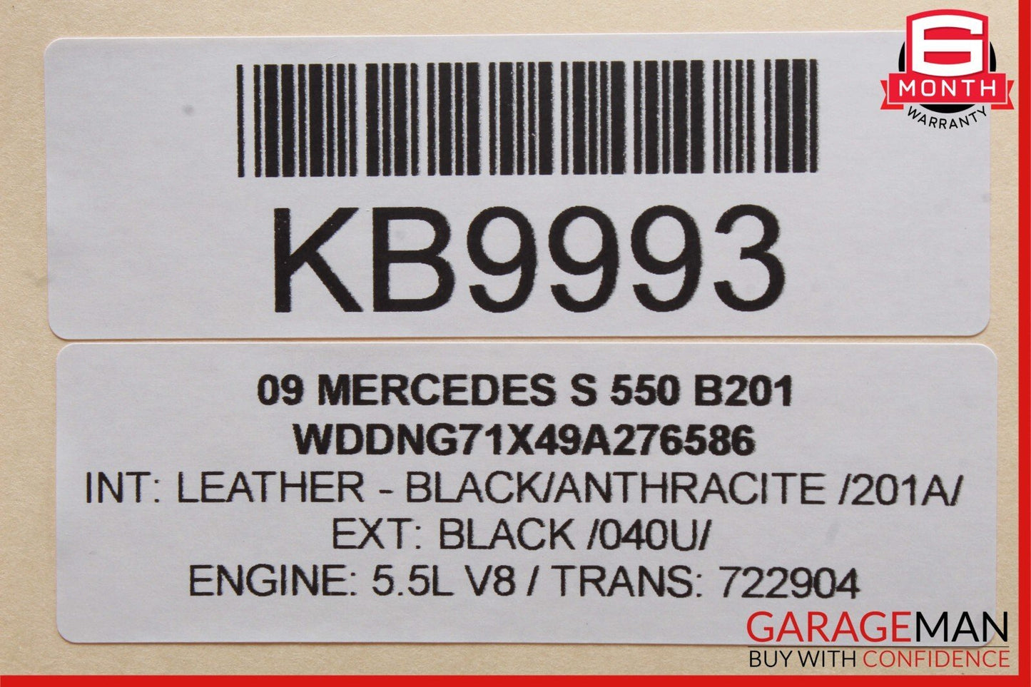 07-13 Mercedes W221 S550 Front Right Keyless Go Exterior Door Handle Black OEM