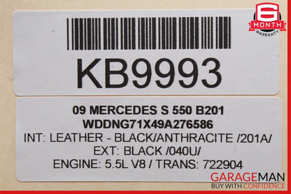 07-13 Mercedes W221 S550 Front Right Keyless Go Exterior Door Handle Black OEM