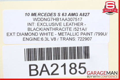 07-13 Mercedes W221 S350 S63 AMG Front Right Side A Pillar Trim Panel Suede