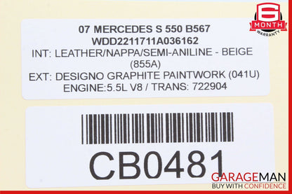 07-13 Mercedes W221 S550 S400 Front Right Keyless Go Exterior Door Handle OEM