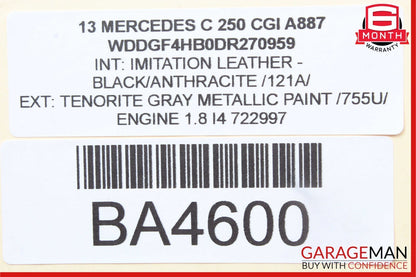 08-14 Mercedes W204 C250 Rear Left Driver Side Exterior Door Handle Gray OEM