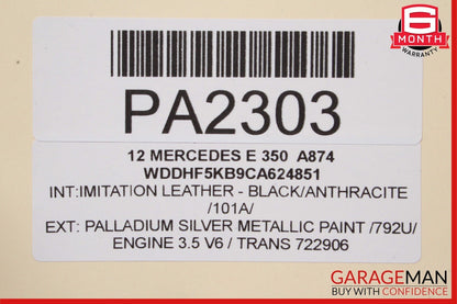 10-13 Mercedes W212 E350 E400 Rear Left Side Interior Door Panel Assembly Black