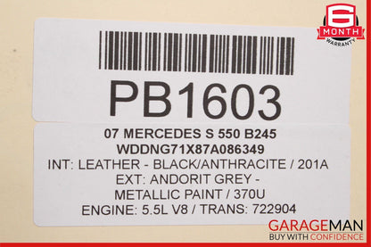 07-13 Mercedes W221 S550 S600 Front Hood Bonnet Cover Assembly Andorite Gray
