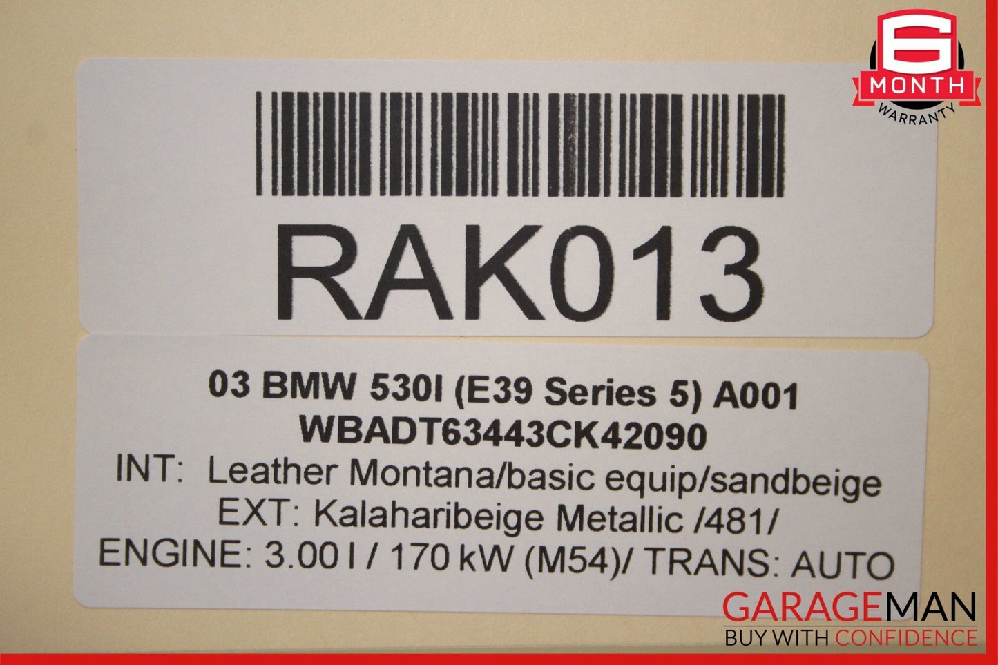 01-03 BMW E39 530i Front Seat Headet Switch Control Module Unit 61318373772 OEM