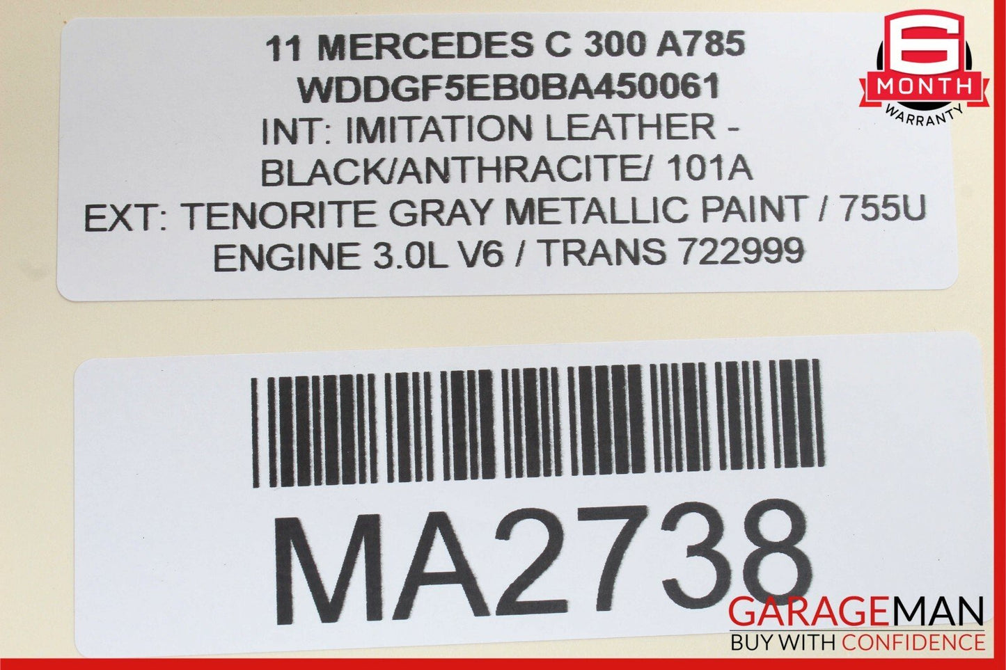 12-14 Mercedes W204 C300 Right Passenger Side Exterior Door Handle Tenorite Gray