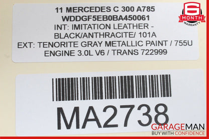 12-14 Mercedes W204 C300 Right Passenger Side Exterior Door Handle Tenorite Gray