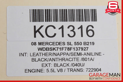 03-08 Mercedes R230 SL550 Rear Left Seat Belt Retractor Speaker Luggage Assembly
