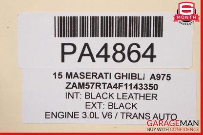 14-17 Maserati Ghibli Rear Bench Lower Bottom Seat Cushion Cover Black OEM