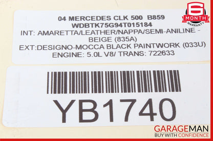 03-04 Mercedes W209 CLK500 CLK55 AMG Center Console Trim Bezel Cover Wood