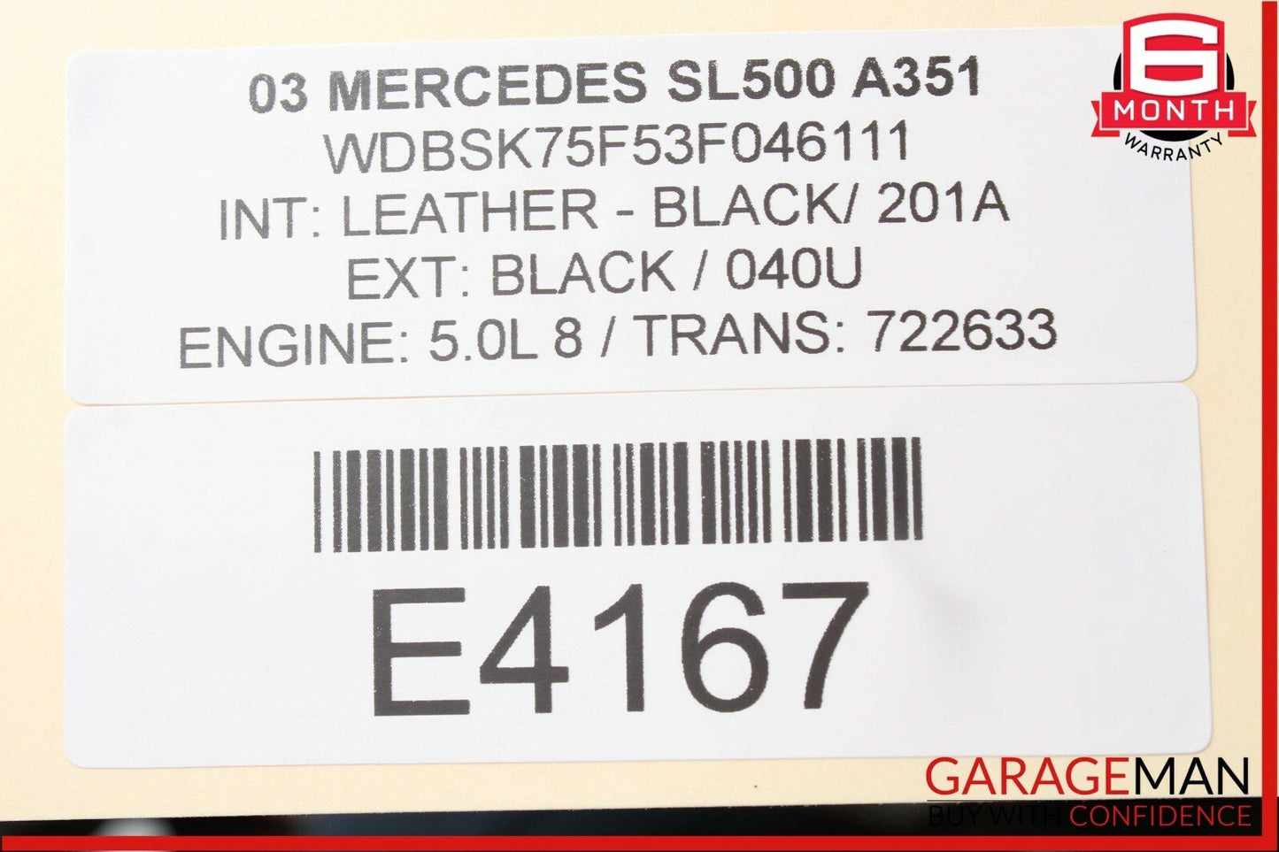03-08 Mercedes R230 SL500 Front Right Under Seat Control Module OEM
