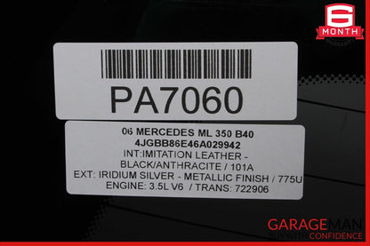 06-11 Mercedes W164 ML500 ML63 AMG Rear Hatch Trunk Windshield Window Glass