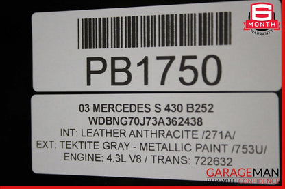 00-06 Mercedes W220 S430 S500 S600 Sunroof Sun Roof Glass 2207800021 OEM
