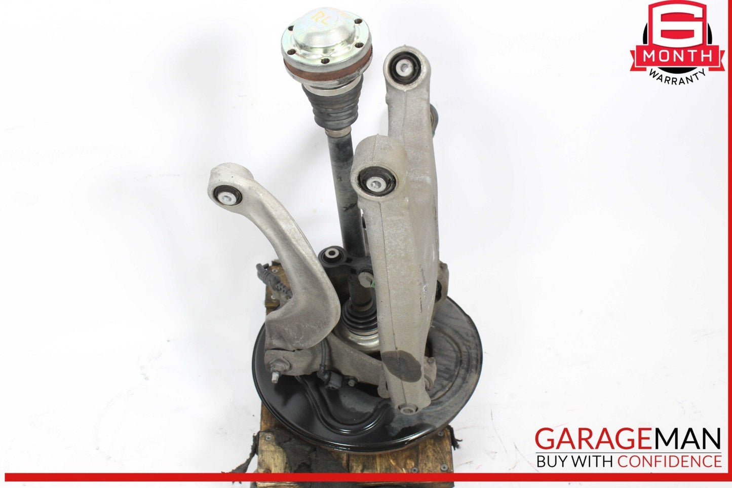 11-18 Audi A8 Rear Left Spindle Knuckle Wheel Hub w/ Control Arms & Shaft OEM