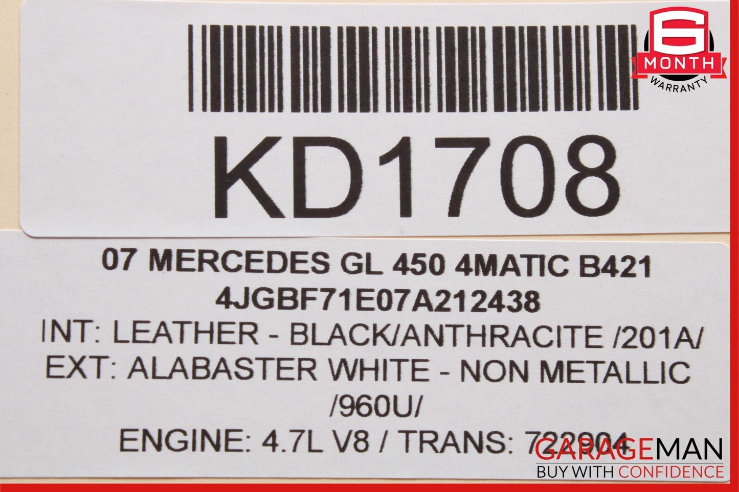 07-12 Mercedes X164 GL450 GL320 Rear Left or Right Side Air Bag Spring Shock OEM