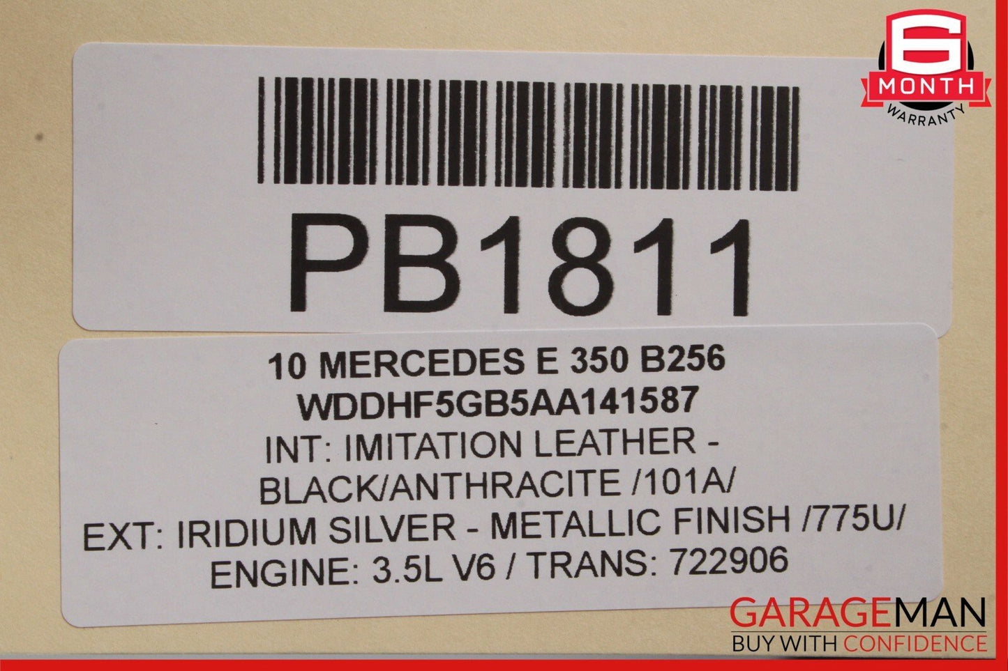 10-16 Mercedes W212 E350 E550 Front Right Side Top Upper Seat Cushion Anthracite