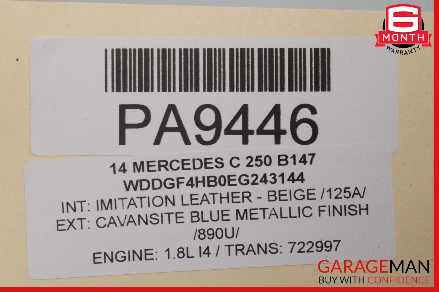 08-14 Mercedes W204 C250 C300 Front Right Side Top Upper Seat Cushion Beige