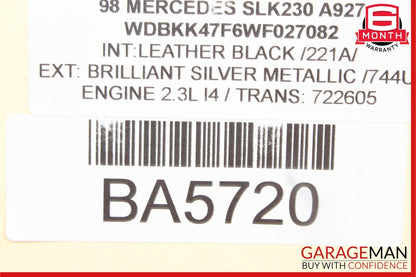 97-00 Mercedes R170 SLK230 Front Left Side Seat Belt Seatbelt Retractor Black