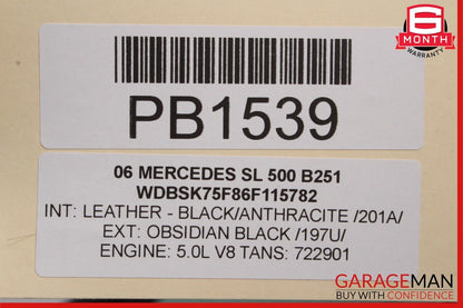 03-11 Mercedes R230 SL500 Rear Windshield Window Auto Glass Panel Assembly OEM