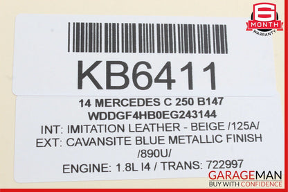 08-14 Mercedes W204 C250 C350 Top Upper Rear View Mirror Assembly Beige