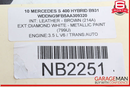 07-14 Mercedes W221 S400 Hybrid Rear Left / Right Air Suspension Shock Strut