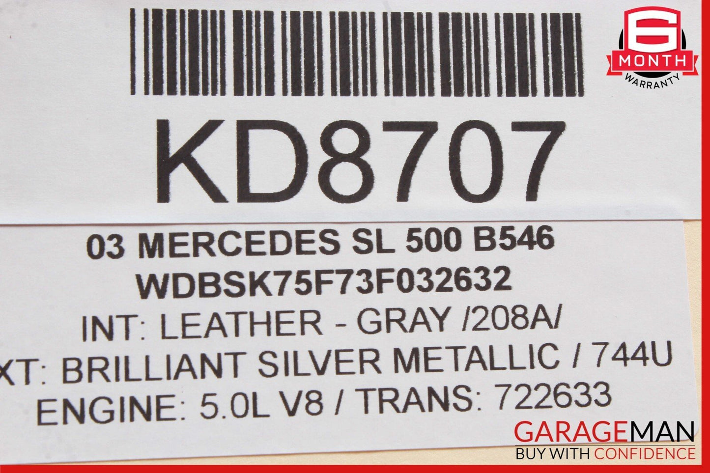 03-08 Mercedes R230 SL500 Front Right Side Bumper Support Reinforcement Bracket