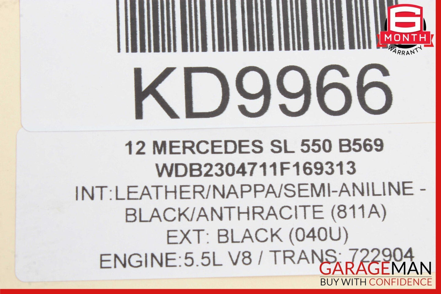 03-12 Mercedes R230 SL550 SL55 AMG Left Trunk Lock Frame Cylinder 2307900371 OEM