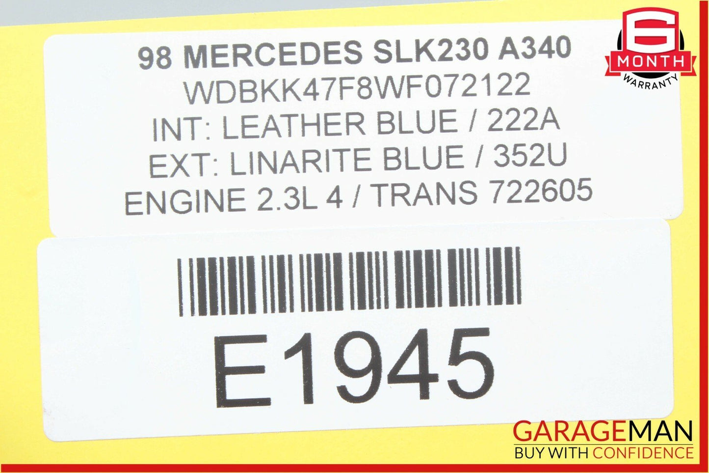 97-04 Mercedes R170 SLK320 Convertible Roof Hard Top Folding Panel Blue OEM