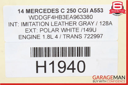 10-17 Mercedes W204 C250 Coupe E350 Front Upper Seat Cushion Bladder Bolster OEM