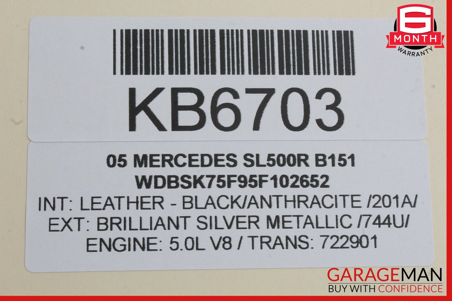 Mercedes R230 SL500 SL55 AMG Convertible Top Right Side Load Assist Cylinder OEM