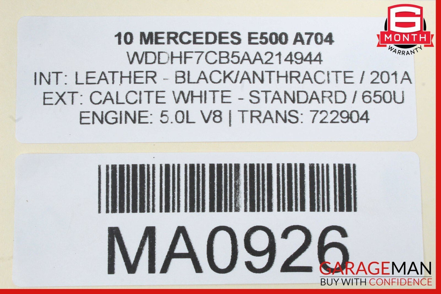 10-14 Mercedes W212 E500 Rear Left / Right Airmatic Air Spring Bag Assembly