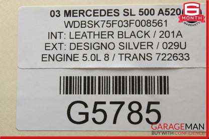 03-06 Mercedes R230 SL500 SL600 Front Right Seatbelt Seat Belt Retractor Black
