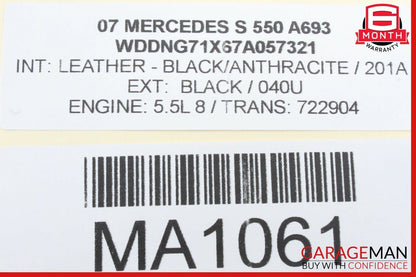 07-09 Mercedes W221 S450 S550 Ash Tray Ashtray Lighter Compartment Tray Black