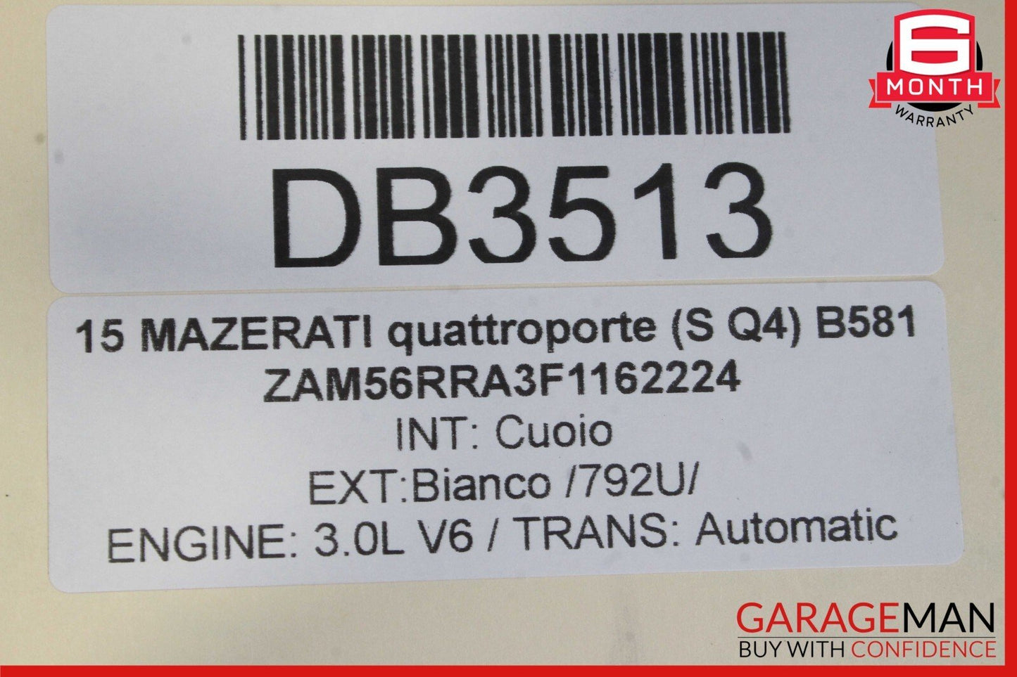14-18 Maserati Quattroporte Rear Trunk Lid Deck Shell Panel White OEM