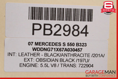 07-09 Mercedes W221 S550 Rear Left Side Interior Door Panel Cover Trim Black