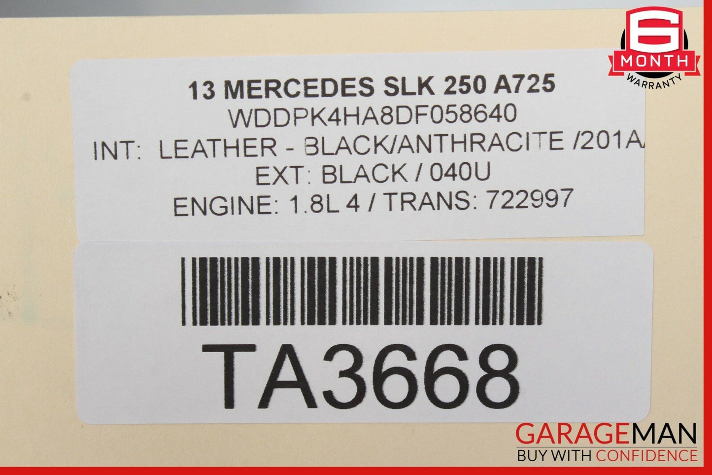 12-20 Mercedes R172 SLK350 Front Left Side Exterior Door Shell Panel Black OEM