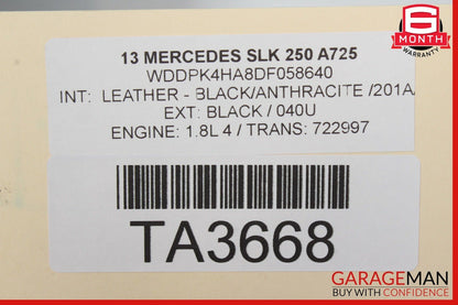 12-20 Mercedes R172 SLK350 Front Left Side Exterior Door Shell Panel Black OEM