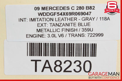 08-15 Mercedes W204 C280 C300 Trunk Lid Latch Cylinder Lock Actuator Assembly