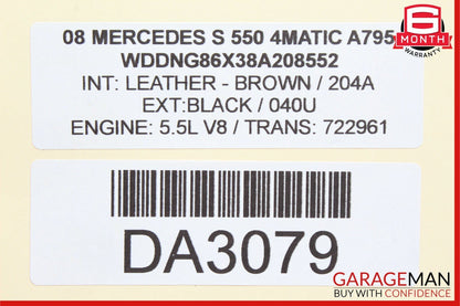 07-13 Mercedes W221 S550 Trunk Lid Hydraulic Pull Down Locking Pump Assembly OEM