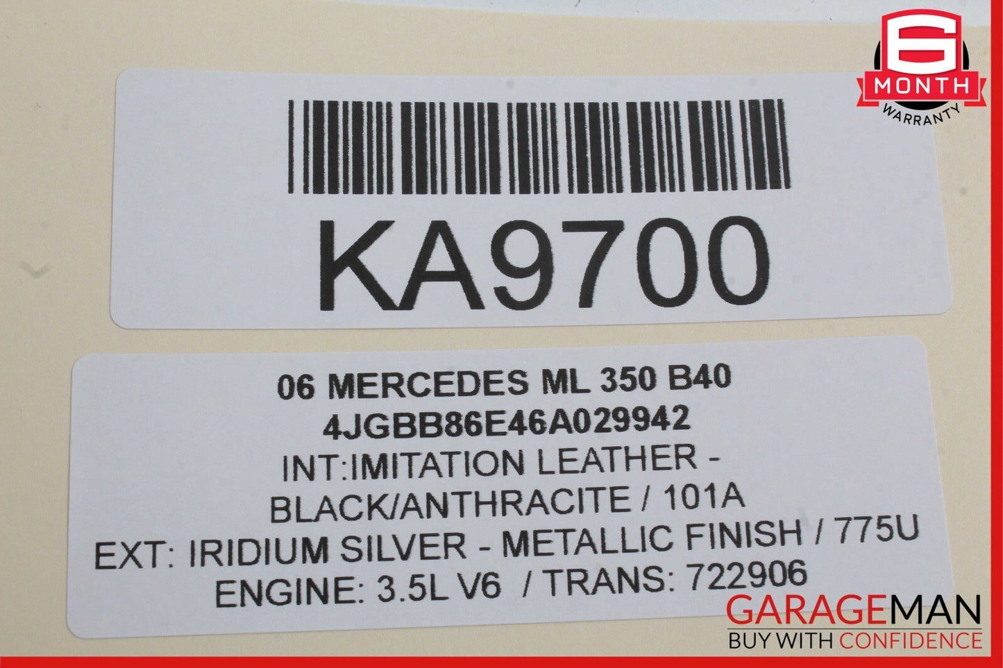 06-12 Mercedes W164 ML350 R320 Interior Front Top Upper Rear View Mirror Gray