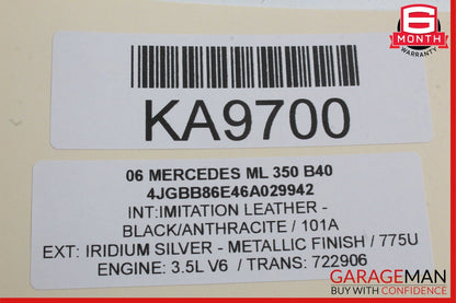 06-12 Mercedes W164 ML350 R320 Interior Front Top Upper Rear View Mirror Gray
