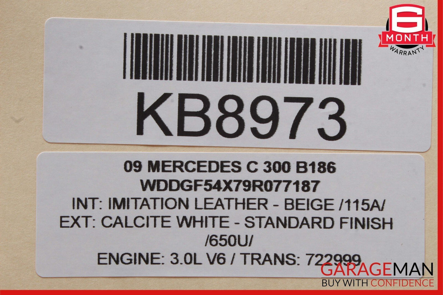 08-14 Mercedes W204 C250 C300 C350 C63 AMG Interior Rear View Mirror Beige OEM