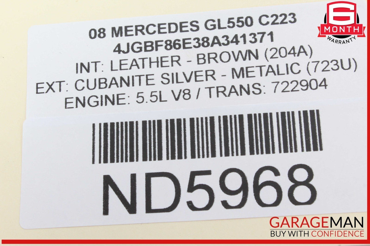 07-09 Mercedes X164 GL550 GL450 Right Side Base Bumper Fog Light Grille OEM