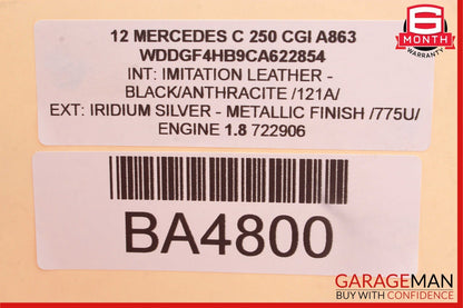 08-14 Mercedes W204 C250 Rear Left & Right Shock Absorber Coil Spring Set OEM